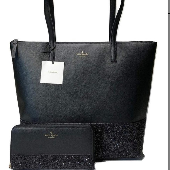 kate spade Handbags - ‼️OFFERS‼️Kate Spade black sparkle tote & wallet